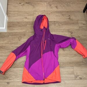 Eddie Bauer Purple & Coral Colorblock Hooded Ski Jacket